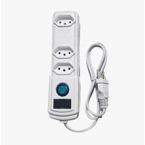 Filtro linha com fusivel ref: 611 naticon - branco - 3 tomadas