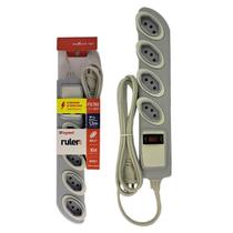 Filtro linha daneva breaker 4 tomadas 2p+t com chave disjuntora bivolt cinza - dn1642