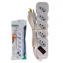 Filtro Linha Ilumi 5 Tomadas Bivolt Com Interruptor Cabo Pp 3X0,75Mm Branco - 34016