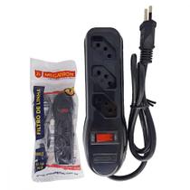 Filtro Linha Megatron 3 Tomadas 2 Polos + Terra Preto