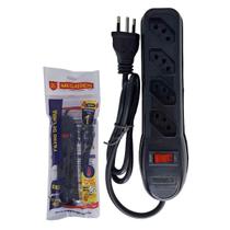 Filtro linha megatron 4 tomadas 2 polos + terra preto