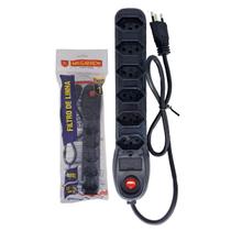 Filtro linha megatron 6 tomadas 2 polos + terra preto