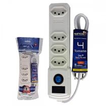 Filtro Linha Naticon 4 Tomadas 2P+T Branco