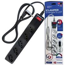 Filtro Linha Preto Protetor Surto DPS iClamper 5 Tomadas 10A Filtro Linha Preto Protetor Surto DPS iClamper 5 Tomadas 10A