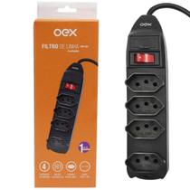 Filtro Linha Proteção Elétrica 4 Entradas Preto OEX TM102pr