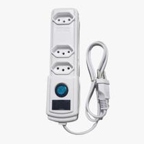 Filtro Linha Regua Extensão C/Fusivel 3 Tomada Branco Bright Filtro Linha Regua Extensão C/Fusivel 3 Tomada Branco Bright