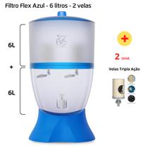 Filtro para Água Stéfani Flex Azul 6 Litros 2 Velas 2 Boias + 2 Velas Tripla Ação - Cerâmica Stéfani