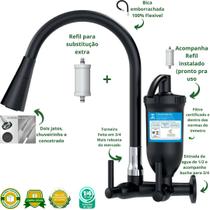 FILTRO PAREDE PRETO CONE 2167 + vela extra color duo Torneira filtro cozinha parede preta com refil filtrante