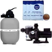 Filtro Piscina GRE 400 com Bomba 1,3 CV FLUIDRA e 75 kg Areia