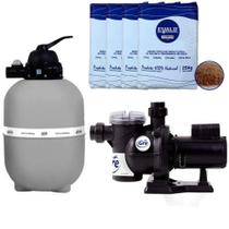Filtro Piscina GRE 500 com Bomba 3/4 CV FLUIDRA e 100 kg Areia