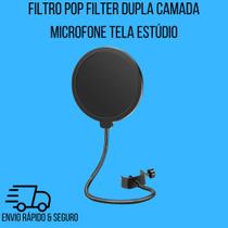 Filtro Pop Filter Dupla Camada Microfone Tela Estúdio