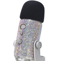 Filtro Pop YOUSHARES Blue Yeti com adesivo de glitter prateado Filtro Pop YOUSHARES Blue Yeti com adesivo de glitter prateado