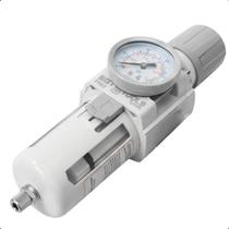 Filtro Regulador de Ar 1/2 Polegada Profissional Grande com Manômetro para Alta Vazão Industrial Filtro Regulador de Ar 1/2 Polegada Profissional Grande com Manômetro para Alta Vazão Industrial