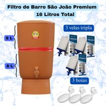 Filtro São João Premium 8 litros (8+8) com 3 velas tripla Ação e 3 boias.