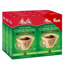 Filtros de café Melitta 4 Cone Natural Brown 100 Count x6