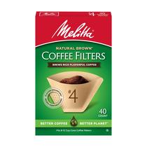 Filtros de café Melitta 4 Cone Unbleached Brown 40 Count