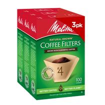 Filtros de café Melitta 4 Cone Unbleached Brown, pacote com 300