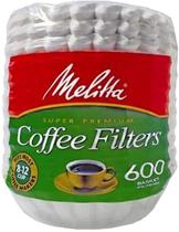 Filtros de café Melitta 600, cesto, pacote de 600, 8-12 xícaras, branco