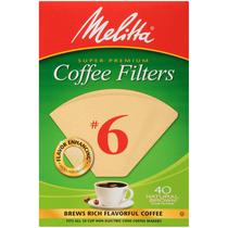 Filtros de Café Melitta Nº 6 Cônicos, Papel Natural Marrom Não Branqueado, 40 un.