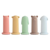 Finger Puppets mushie Silicone Animal, pacote com 5 Finger Puppets mushie Silicone Animal, pacote com 5