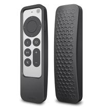 Fintie 2-em-1 Capa protetora para 2021 Apple TV Siri Remote e Apple AirTag - Capa anti-slip leve à prova de choque para Apple TV 4K / HD Siri Remote Controller (2ª geração), Preto