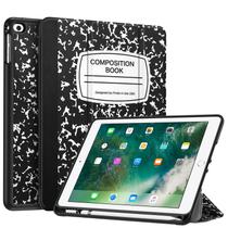 Fintie Case com Suporte a Lápis Embutido para iPad 6ª Geração 2018 / iPad 5ª Geração 2017, iPad Air 2, iPad Air - Capa protetora traseira de TPU macio c/Auto Wake Sleep para iPad 9.7", Livro de Composição Preto