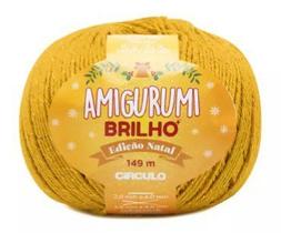Fio amigurumi brilho natal cor 7030 mostarda 80gr 149 mts