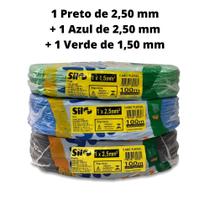 Fio Cabo Flexivel 1,5 mm e 2,5 mm Sil - Kit com 3 cabos