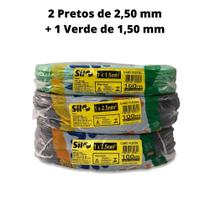 Fio Cabo Flexivel 2,5 mm e 1,5 mm Sil - Kit com 3 cabos