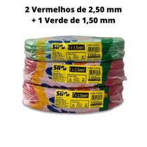 Fio Cabo Flexivel 2,5 mm e 1,5 mm Sil - Kit com 3 cabos