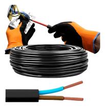 Fio Cabo Pp 2x0,75mm Rolo 50 Metros 30 Filamentos 2ª Linha Preto