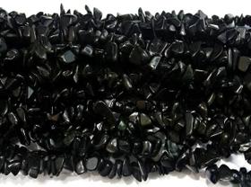 Fio Cascalho de Obsidiana Negra Furado de 90 cm para Fazer Pulseira