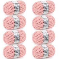 Fio Chenille Chunky Cozyful - 10 Rolos Rosa (8x226,8g) - Para Tricô Manual