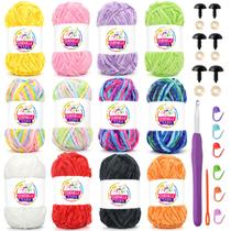 Fio Chenille YARFOFUN Rainbow Velvet - Pacote com 12 Unidades (100g/80m)