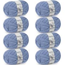 Fio Chunky Cozyful 10 Jumbo Chenille 8 Novelos Azul Acinzentado