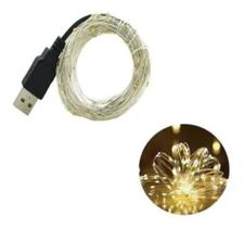 Fio Cobre Usb Cordão Luz Fada - 10m 100 Leds Branco Quente Fio Cobre Usb Cordão Luz Fada - 10m 100 Leds Branco Quente