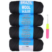 Fio COOKOO 4 Roll Natural Preto de Lã Brasileira 280g Fio COOKOO 4 Roll Natural Preto de Lã Brasileira 280g