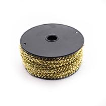 Fio Cordão Aljofre Balão Facetado Plástico Dourado 3mm 1 Metro 10g