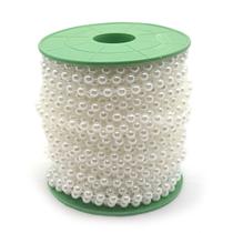 Fio Cordão Aljofre Pérola Plástico Branca 6mm 5 Metros 45g