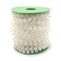 Fio Cordão Aljofre Pérola Plástico Branca 8mm 5 Metros 130g