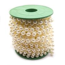 Fio Cordão Aljofre Pérola Plástico Creme 8mm 5 Metros 130g