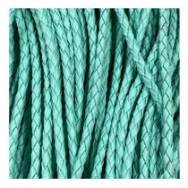 Fio Cordão Couro Eco Trançado Verde Turquesa 4mm 10 Metros Fio Cordão Couro Eco Trançado Verde Turquesa 4mm 10 Metros