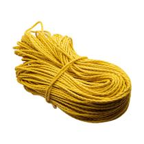 Fio Cordão de Couro-Ecológico Trançado Amarelo 3mm 1 Metro 7g - Macall