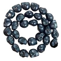 Fio De Caveira Howlita Pedra Preto Halloween Para Artesanato 30 Caveiras