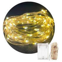 Fio De Fada 02 Mts Em Led Decoração Cordão Luz Branco Quente