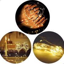 Fio De Fada Arame com 50 Leds Warm a Pilha Decoração 5 Metros, Luzinhas Decoração de Natal Fio De Fada Arame com 50 Leds Warm a Pilha Decoração 5 Metros, Luzinhas Decoração de Natal