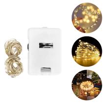 Fio De Fada Cobre Prata Com 30 LEDs A Bateria 3 Funções Amarelo