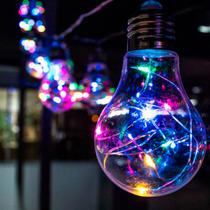 Fio De Fada Com 10 Lampadas De Led Pisca USB e Pilha Cores:Colorido