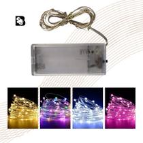 Fio de Fada Led 2, 5 e 10 Metros Decoração Casamento Natal Festa Cordão Luz Rosa Colorido Branco Frio e Quente