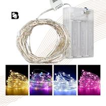 Fio de Fada Led 2, 5 e 10 Metros Decoração Casamento Natal Festa Cordão Luz Rosa Colorido Branco Frio e Quente